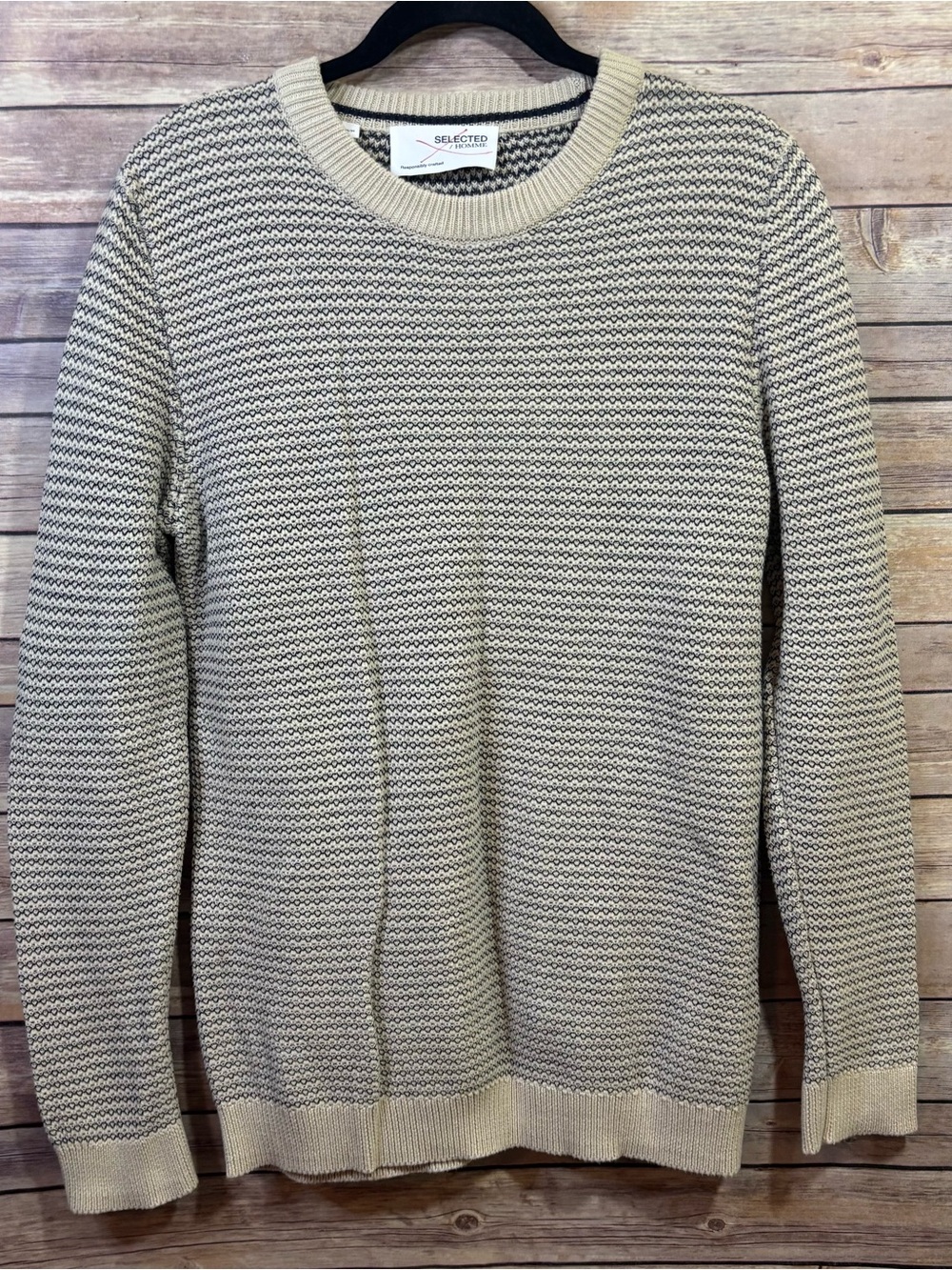 Selected Homme Crew Neck Sweater Size Medium Ivory Blue
